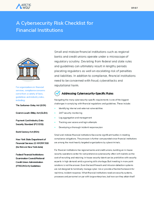 A Cybersecurity Risk Checklist for Financial Institutions