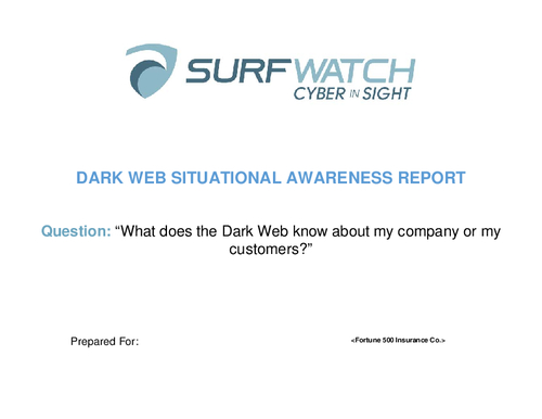 Dark Web Situational Awareness Report