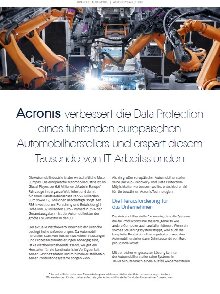 Data Loss & Critical Downtime: The Financial Implications for the Auto Industry (German Language)