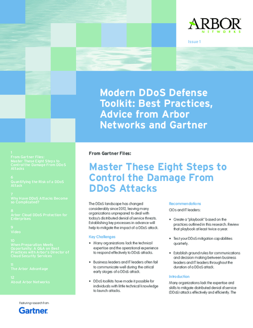DDoS Defense Toolkit from Arbor Networks featuring Gartner