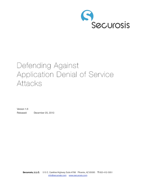 Securosis Research Paper:  Defending Against Application Denial of Service Attacks