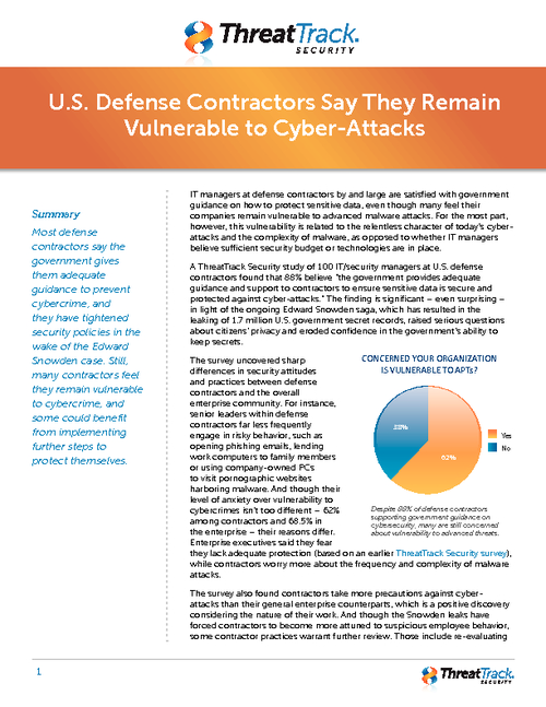 Defense Contractors Say They Remain Vulnerable to Cyber-Attack