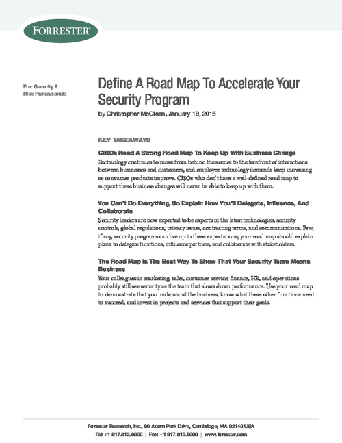 Define A Road Map To Accelerate Your Security Program