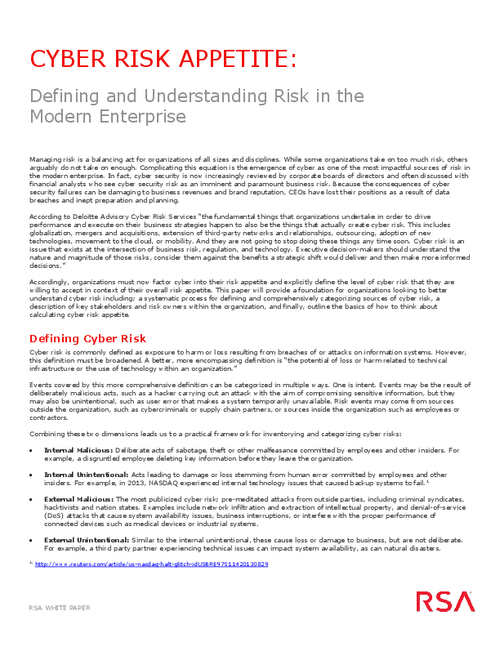 Defining and Understanding Risk in the Modern Enterprise