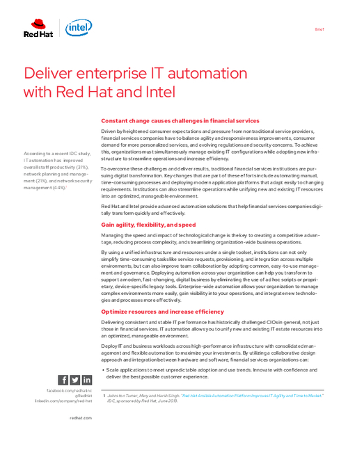 Deliver Enterprise IT Automation with Red Hat and Intel