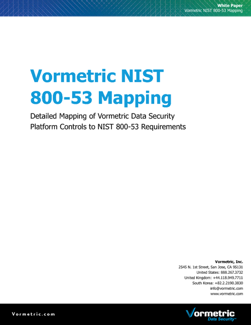 Aligning Data Security with NIST 800-53 Requirements