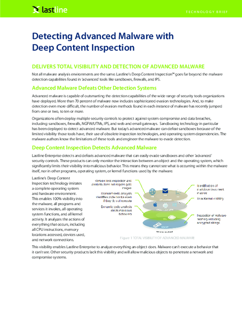 Detecting Advanced Malware with Deep Content Inspection