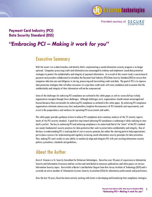 Embracing PCI - Making it work for you