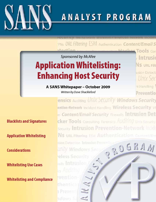 Enhancing Host Security: Application Whitelisting