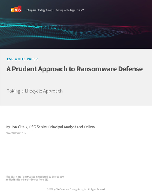 Enterprise Strategy Group: A Prudent Approach To Ransomware Defense