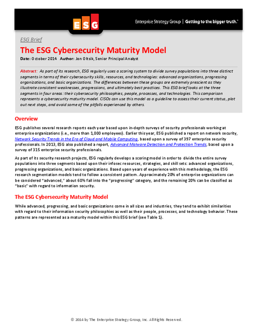 ESG Brief: The ESG Cybersecurity Maturity Model