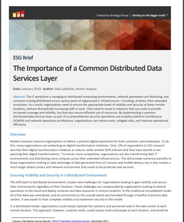 ESG Brief: The Importance of a Common Distributed Data Services Layer