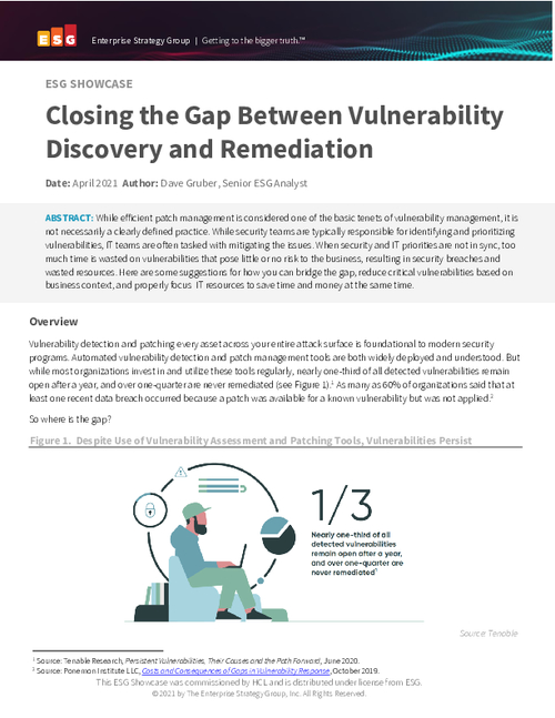 ESG Report: Closing the Gap Between Vulnerability Discovery and Remediation