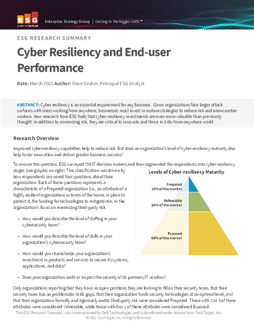 ESG Research I Cyber Resiliency and End-user Performance
