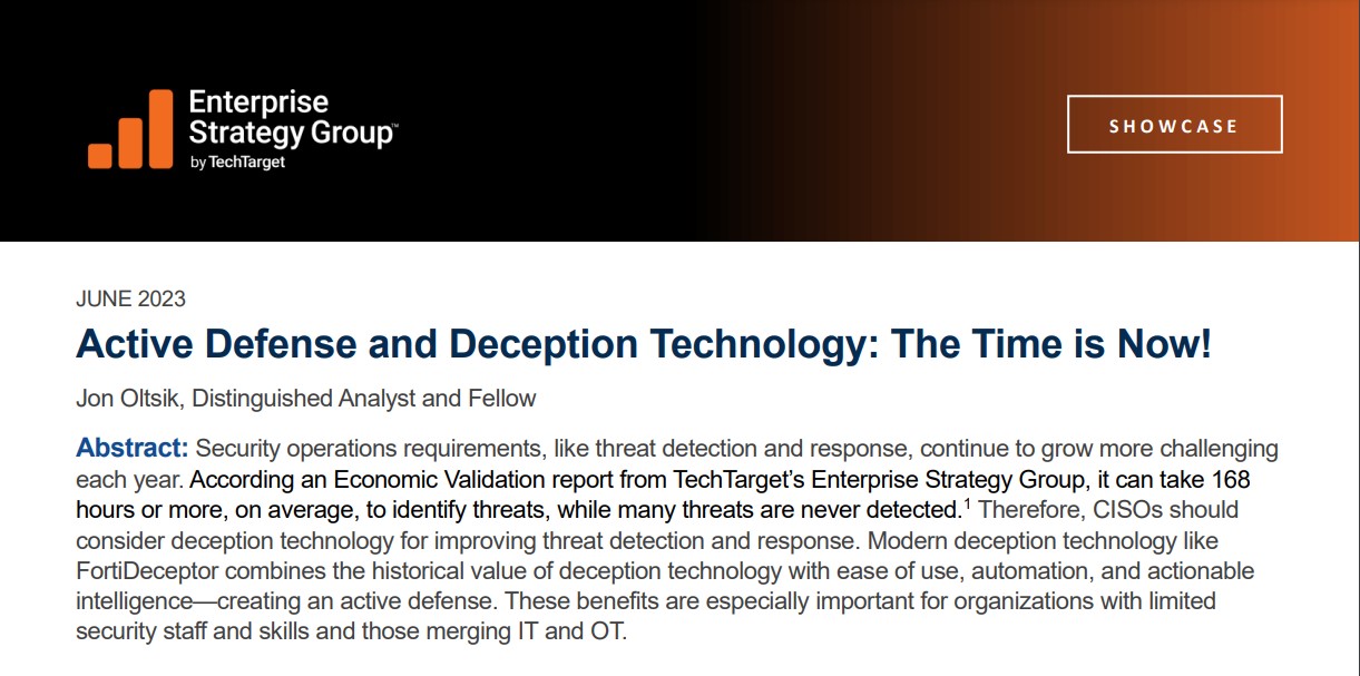 ESG Showcase | Active Defense and Deception Technology: The Time is Now!