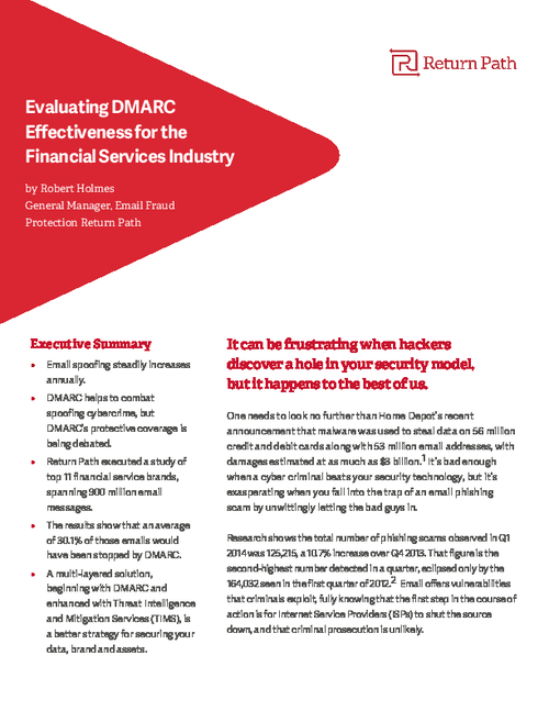 Evaluating DMARC Effectiveness for the Financial Services Industry