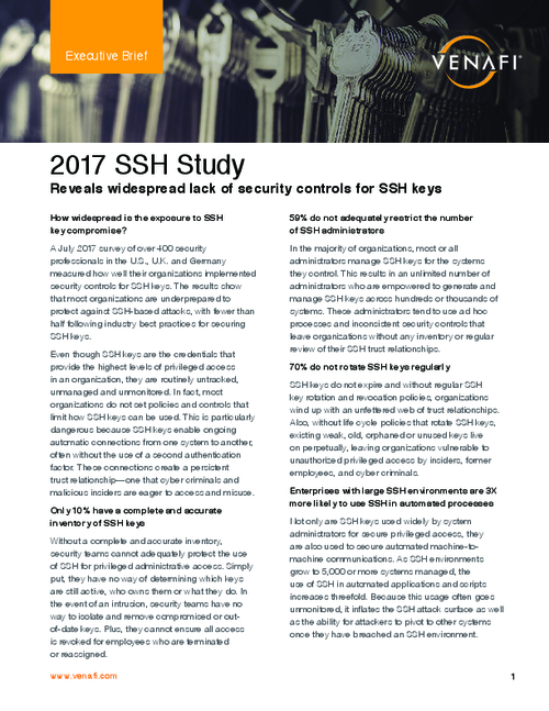 SSH Study: U.S., U.K. and Germany Executive Summary