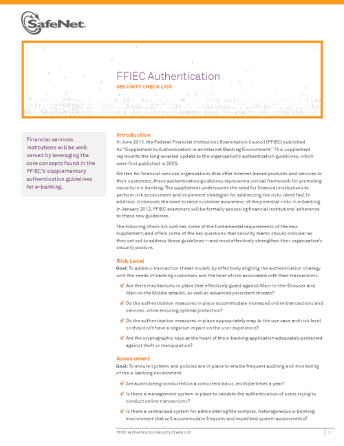 FFIEC Authentication Security Check List