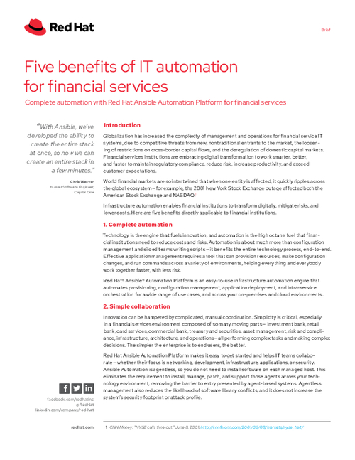 Five Benefits of IT Automation for Financial Services