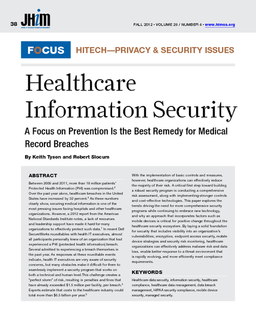 A Focus on Prevention is the Best Remedy for Medical Record Breaches