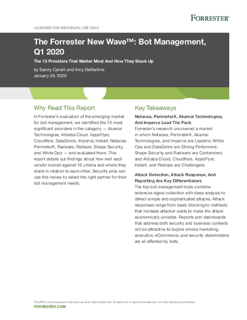 PerimeterX is named a leader in Bot Management by Forrester