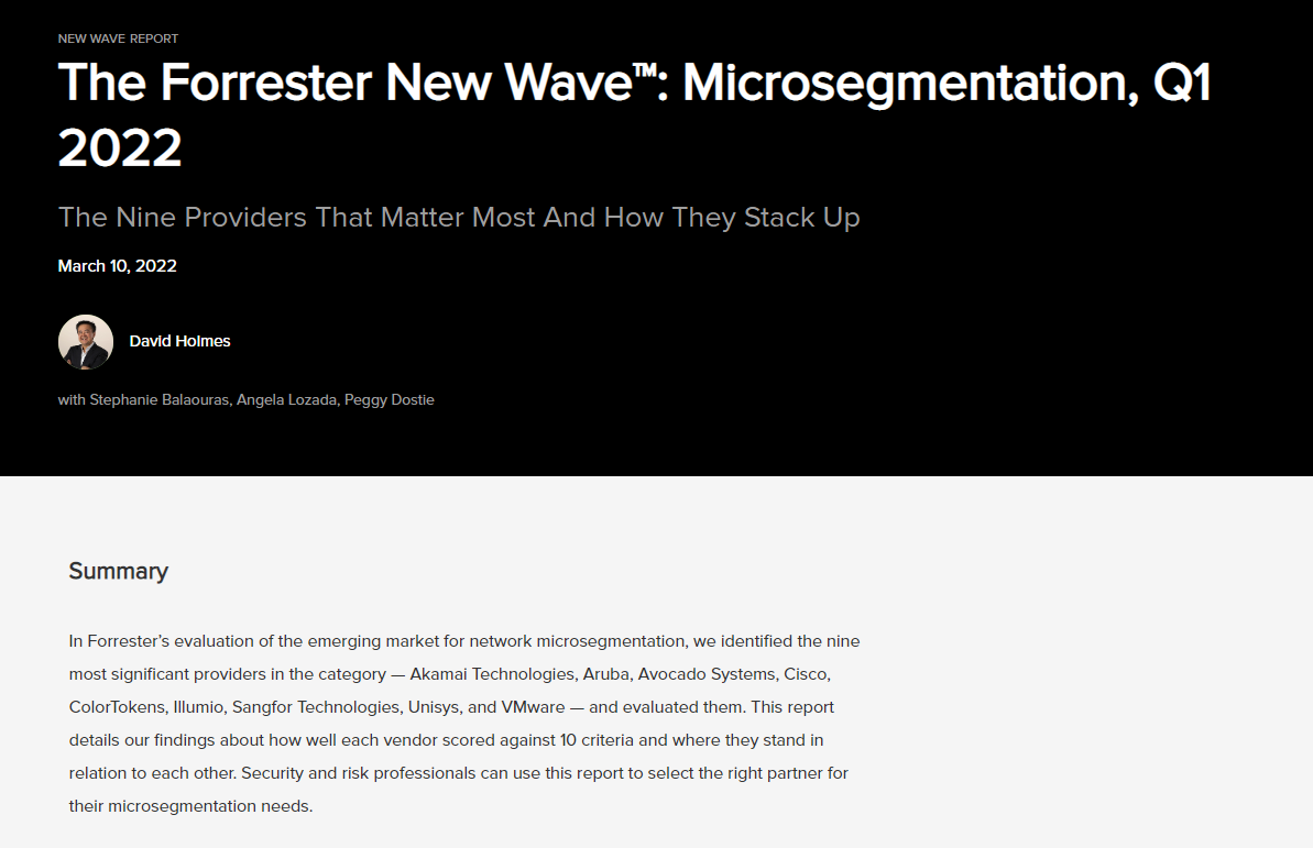 The Forrester New Wave™: Microsegmentation, Q1 2022