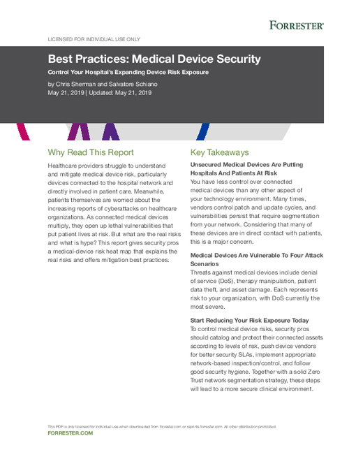 Forrester Report Best Practices: Medical Device Security