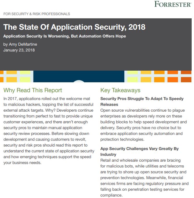 Forrester Report: The State of Application Security in 2018 & Beyond