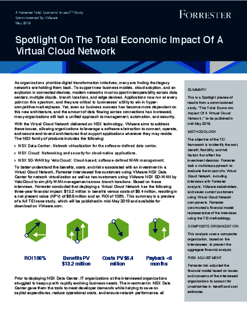 Forrester Spotlight On The Total Economic Impact Of A Virtual Cloud Network