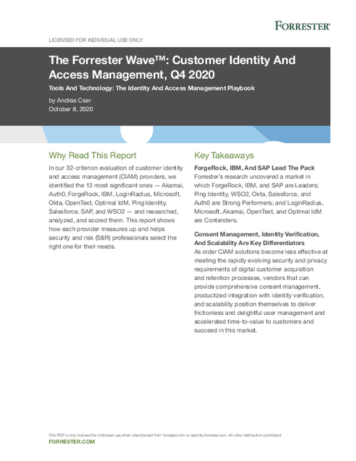 The Forrester Wave™: Customer Identity And Access Management, Q4 2020