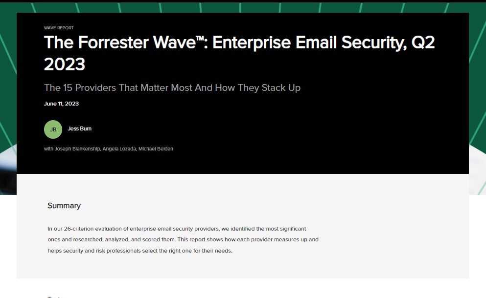 The Forrester Wave™: Enterprise Email Security, Q2 2023