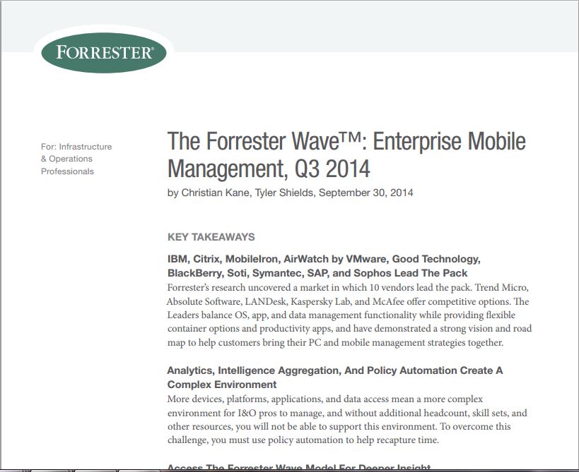 The Forrester Wave: Enterprise Mobile Management