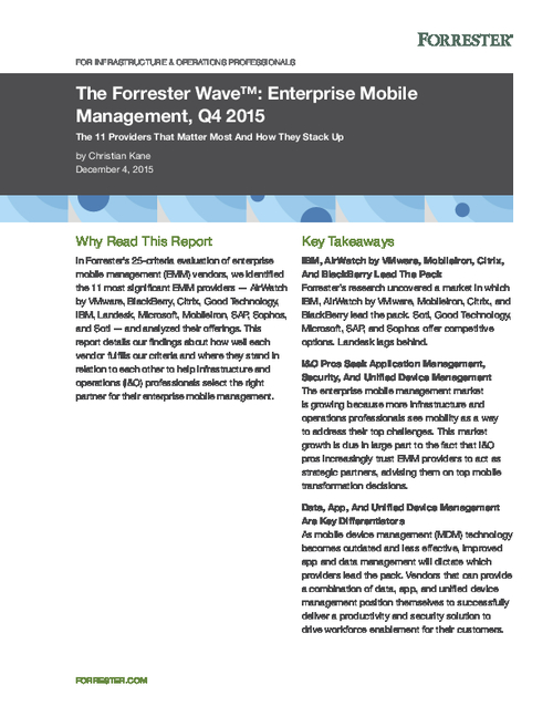 The Forrester Wave: Enterprise Mobile Management, Q4 2015