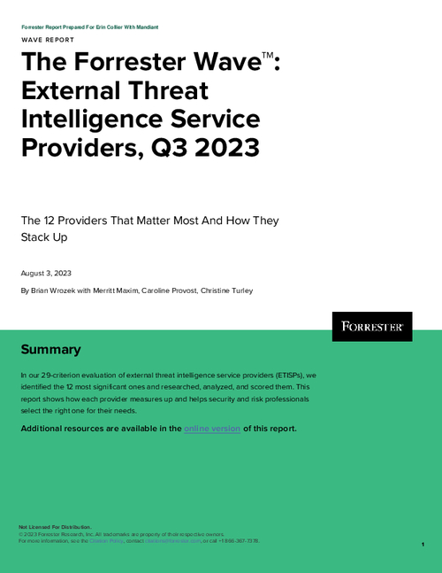 The Forrester Wave™️ Threat Intel Service Providers, Q3 2023