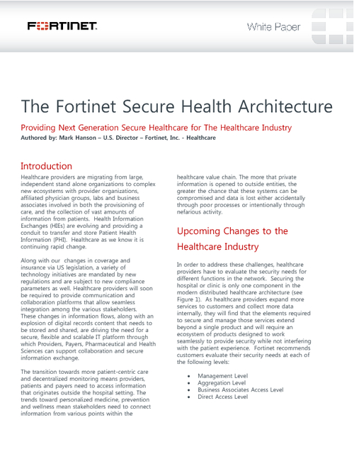 Fortinet Secures Next Generation Healthcare