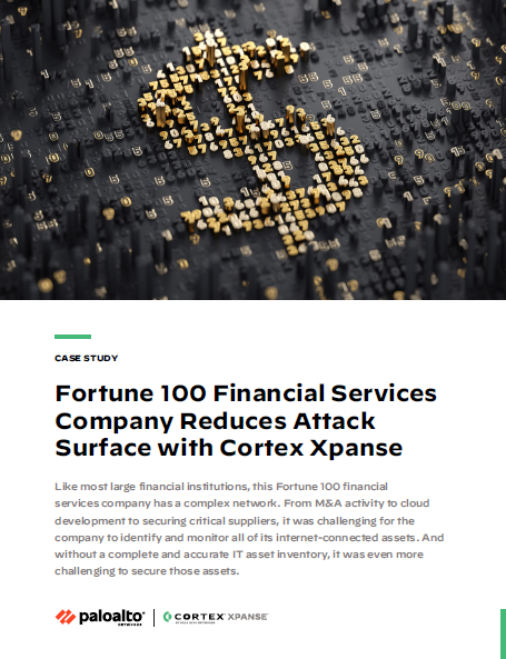 Fortune 100 Financial Services Company Reduces Attack Surface with Cortex Xpanse