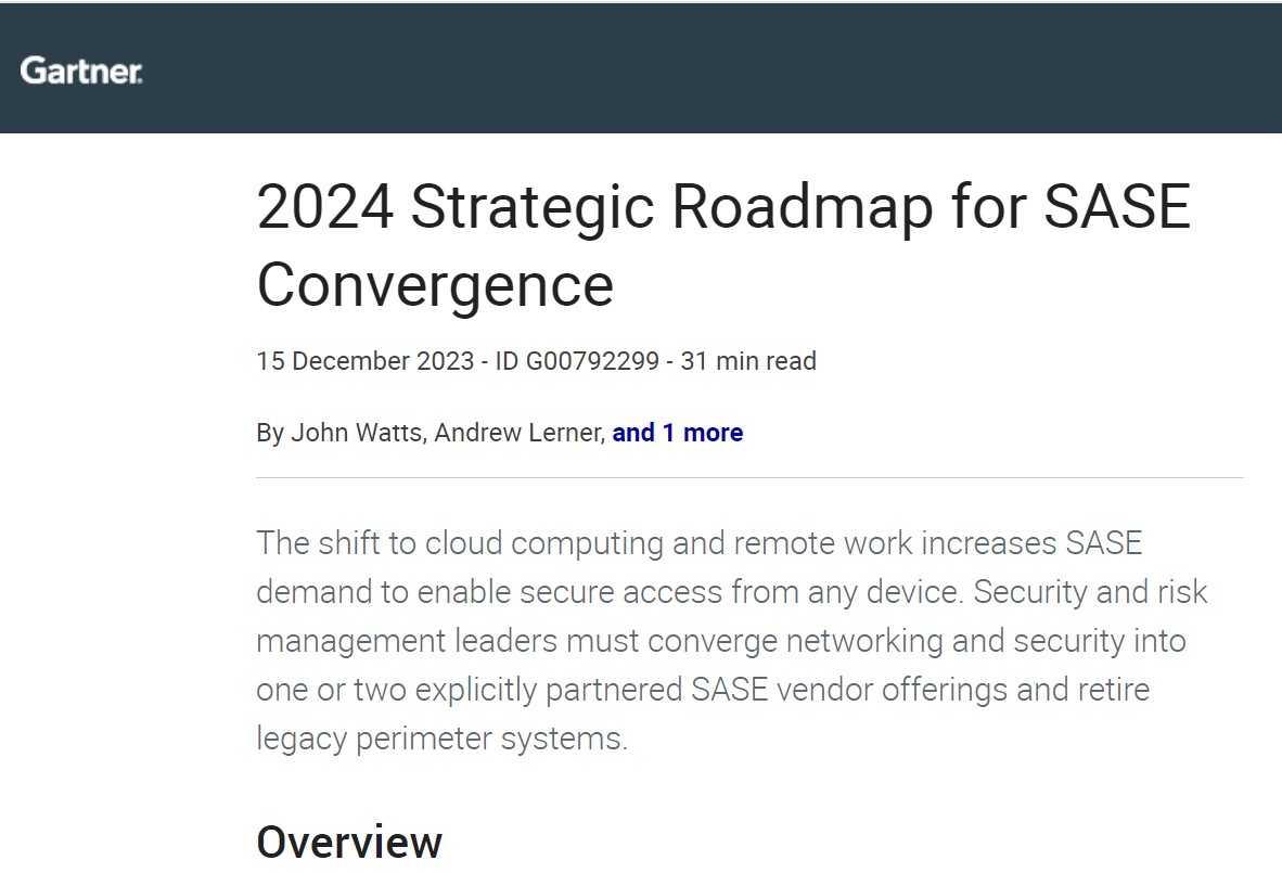Gartner 2024 Strategic Roadmap for SASE Convergence