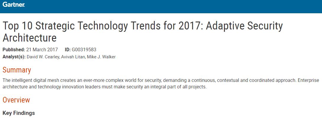 Top 10 Strategic Technology Trends for 2017: Adaptive Security Architecture