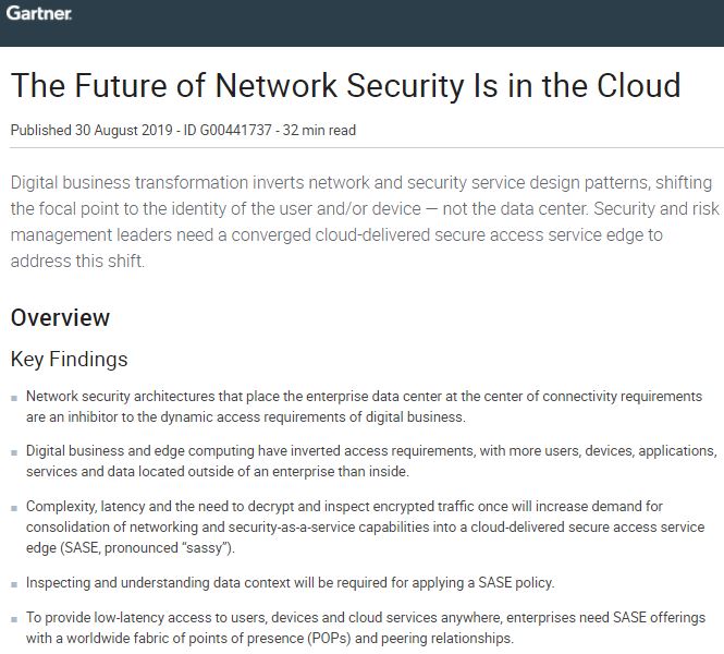 Gartner: The Future of Network Security Is in the Cloud