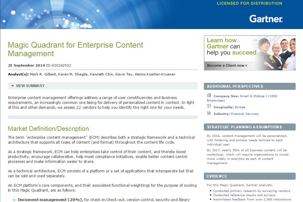 Gartner and IBM ECM newsletter