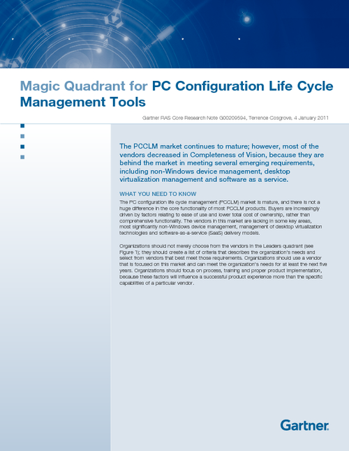 Gartner Magic Quadrant for PC Configuration Life Cycle Management Tools