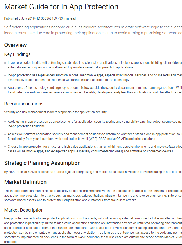 Gartner Market Guide for Application Shielding