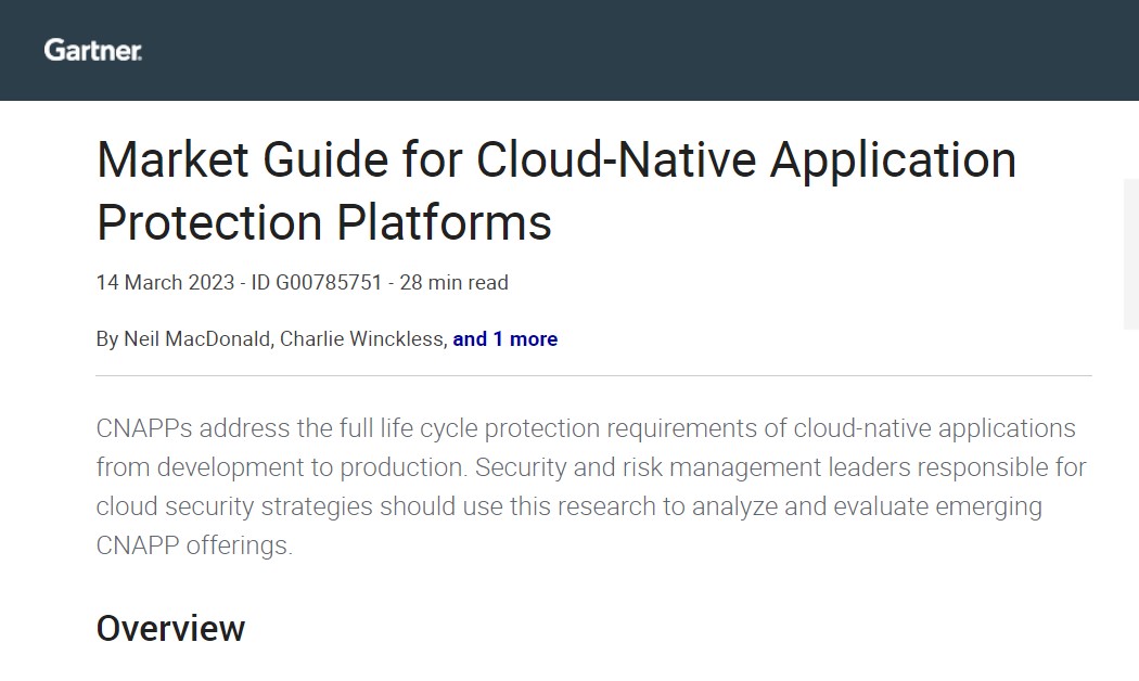 Gartner® Market Guide for Cloud-Native Application Protection Platforms