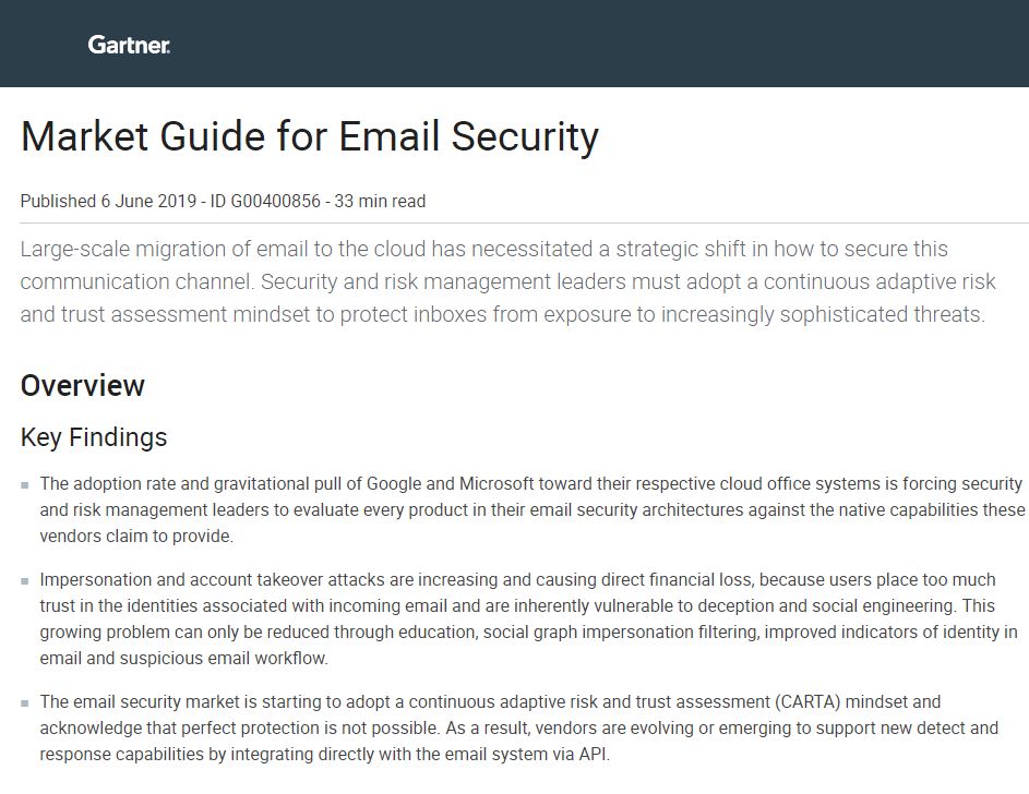 Gartner Market Guide for Email Security