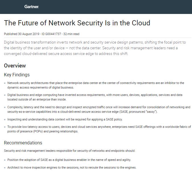 Gartner Report:  The Future of Network Security Is in the Cloud