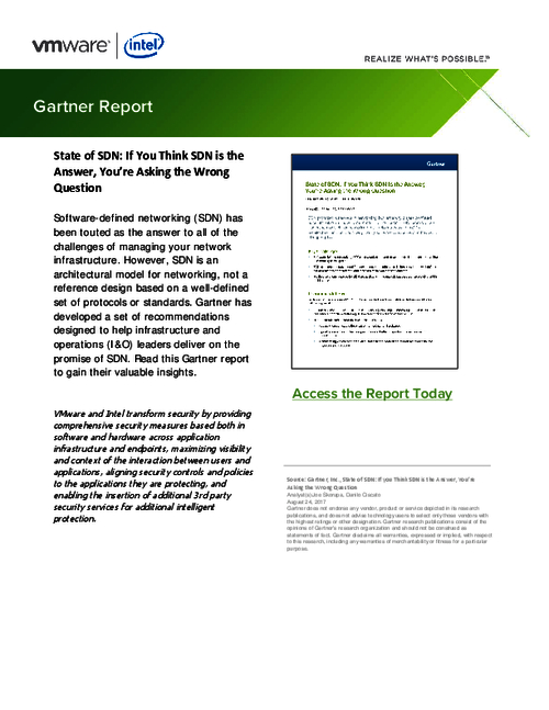 Gartner Report: State of SDN: If You Think SDN Is the Answer, You're Asking the Wrong Question