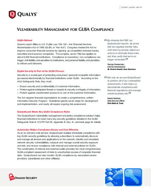 GLBA Case Study - Vulnerability Management
