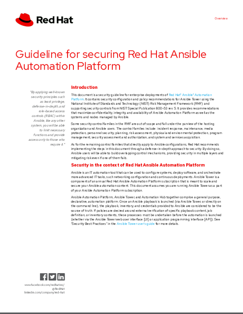 Guideline for securing Red Hat Ansible Automation Platform