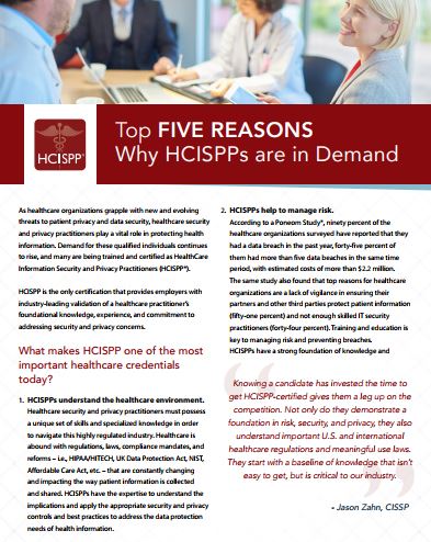 Top Five Reasons Why HCISPPs Are In Demand