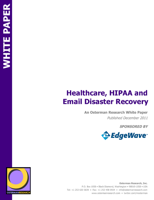 Healthcare, HIPAA and Email Disaster Recovery